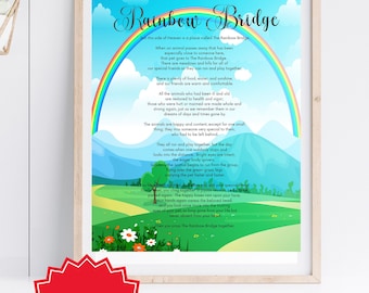 Rainbow Bridge, Pet Loss, Pet Sympathy Gift, Rainbow Bridge Poem, Loss Of Pet, Digital Download, Meadow Scene