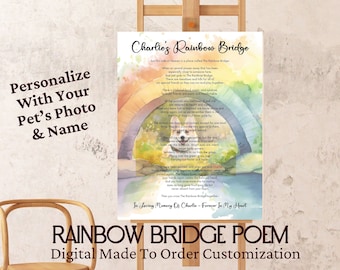 Custom Rainbow Bridge, Dog Remembrance, Cat Sympathy Gift, Loss Of Pet, Dog Loss, Personalized Download, Printable Digital Art Print