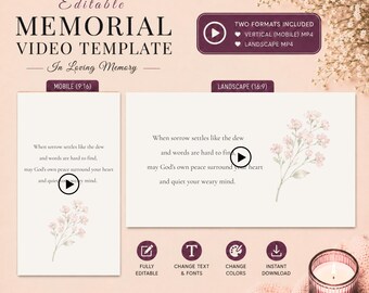 Sympathy Ecard, Video Card, Canva Editable Template, Christian Bereavement Guft, GIF MP4 Download, Philippians 4:7 KJV