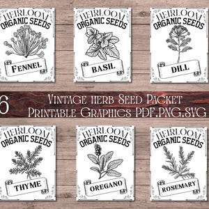 Kräutersamen-Pakete Bundle, Bauernhaus svg, rustikale Schild-Kunst, sofortiger digitaler Download, minimales druckbares Dekor, DIY-Bastelbedarf