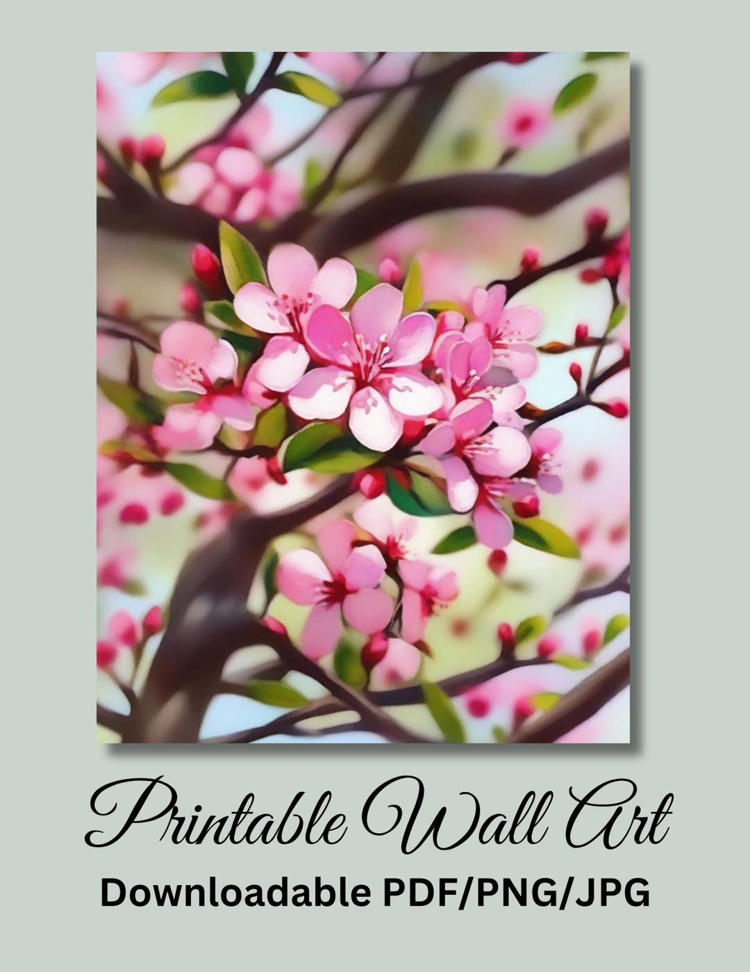 Apple Blossom Painting, Floral Printable Wall Art, Flower Home Decor ...