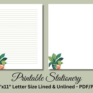 Papel para escribir imprimible, papelería imprimible, papel para escribir cartas extravagantes, juego de escritura botánica, planta, descarga instantánea