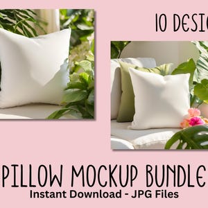 Mockup-pakket sierkussen, minimale kussen-mock-upbundel, Home Accent-mockups, JPG, Instant Download, Botanische achtergronden