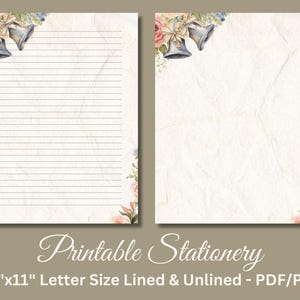 Papel de carta imprimible, papelería para bodas, papel elegante para escribir cartas, juego de escritura para aniversarios, campanas de boda, descarga instantánea