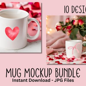Mockup-bundel mok, minimaal 11 oz mok mock-uppakket, esthetische koffiekopjes, jpg-bestanden, instant download, Valentijnsdag
