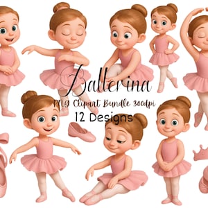 Ballerina PNG Clipart Bundle, Pink Ballet Clip Art Graphics, Instant Digital Download