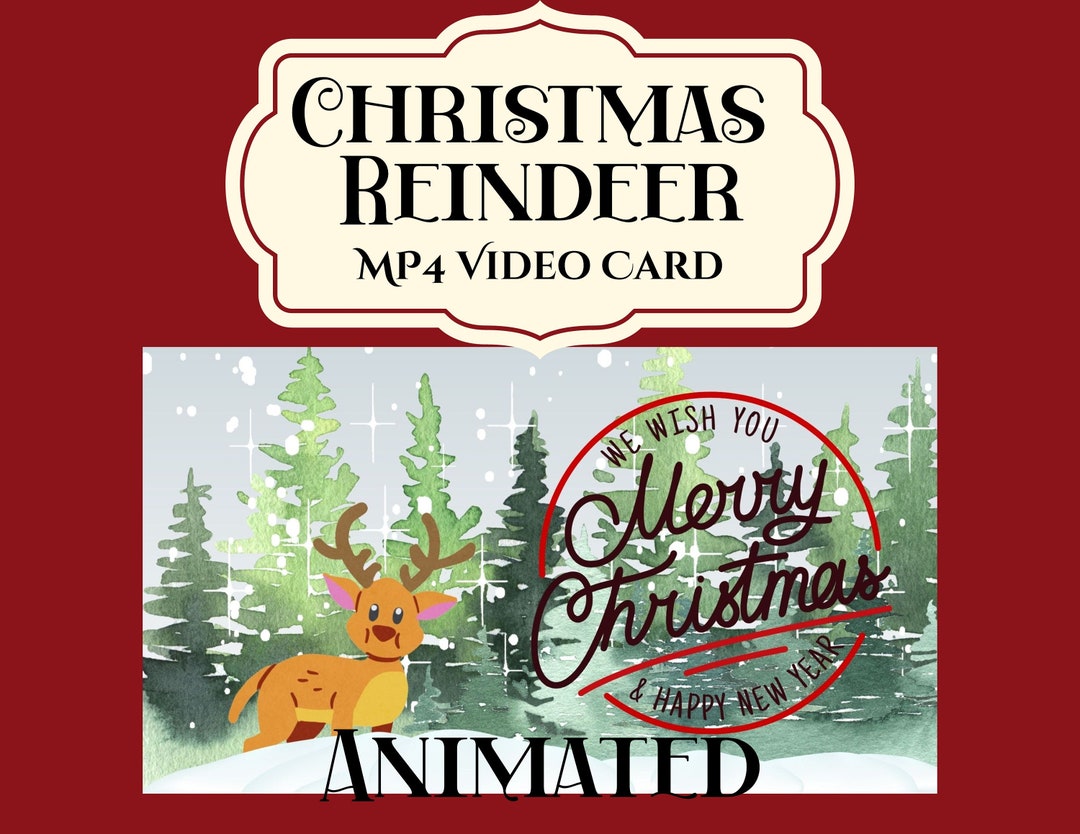 MP4 Video Christmas Card Reindeer Animated Audio Greeting Etsy