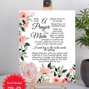 Prayer For Mom Art Print: Watercolor Floral Christian Gift (Digital Download, Commercial Use License)