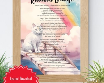 Rainbow Bridge, Cat Loss, Pet Sympathy Gift, Rainbow Bridge Poem, Loss Of Pet, Digital Download, Clouds