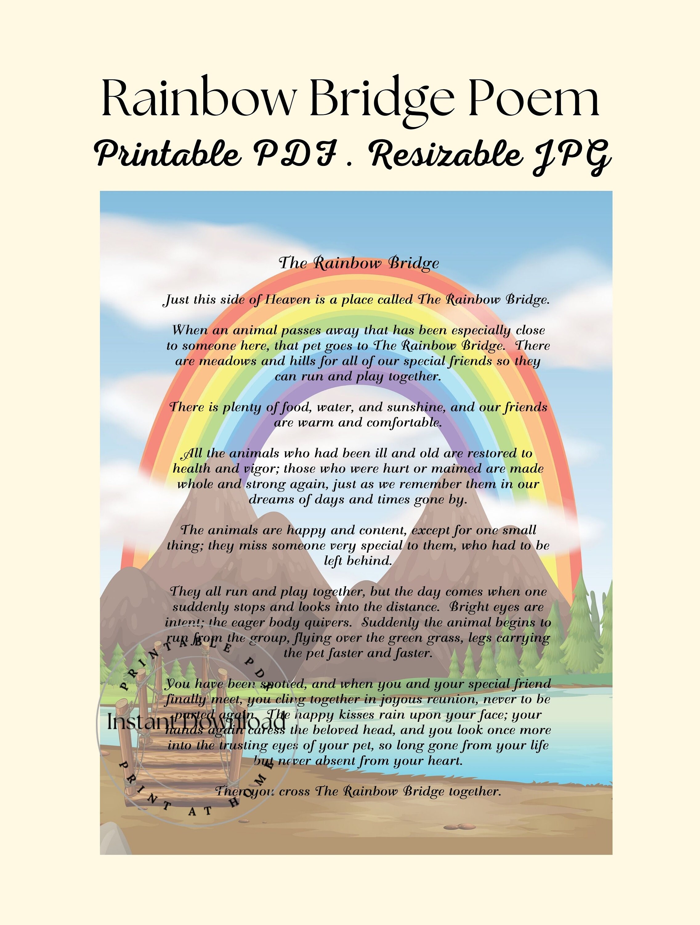 Rainbow Bridge Poem Pet Loss Gift Rainbow Bridge Pet - Etsy