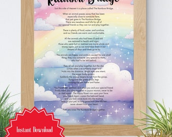 Rainbow Bridge, Pet Loss, Pet Sympathy Gift, Rainbow Bridge Poem, Loss Of Pet, Digital Download, Glitter