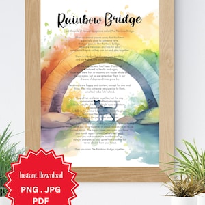 Rainbow Bridge, ricordo del cane, regalo di condoglianze per animali domestici, poesia Rainbow Bridge, perdita di un animale domestico, download digitale