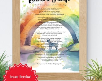 Rainbow Bridge, Dog Remembrance, Pet Sympathy Gift, Rainbow Bridge Poem, Loss Of Pet, Digital Download