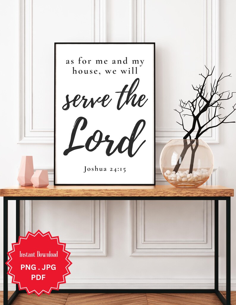 Joshua In Script Bible Verse Print. Minimal Printable Wall Art, Joshua 24:15 (PDF/PNG ...