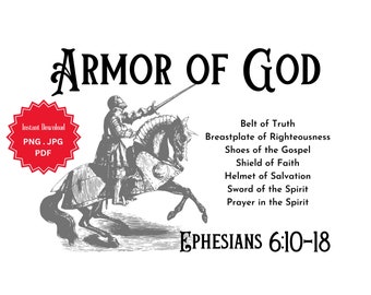 Armor of God Printable, Ephesians 6 Scripture Art (Digital Download)