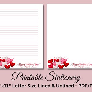 Papel de carta imprimible, papelería imprimible, papelería, papel de carta para el día de San Valentín, juego de escritura, descarga instantánea