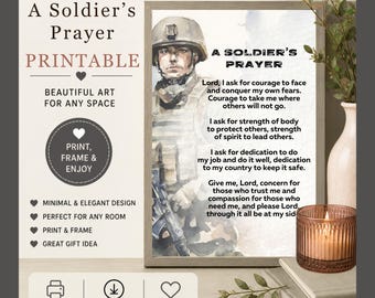 A Soldier's Prayer Print, Military Gift, Army Navy Marines Deployment, Veterans Day Patriotic Wall Art Printable