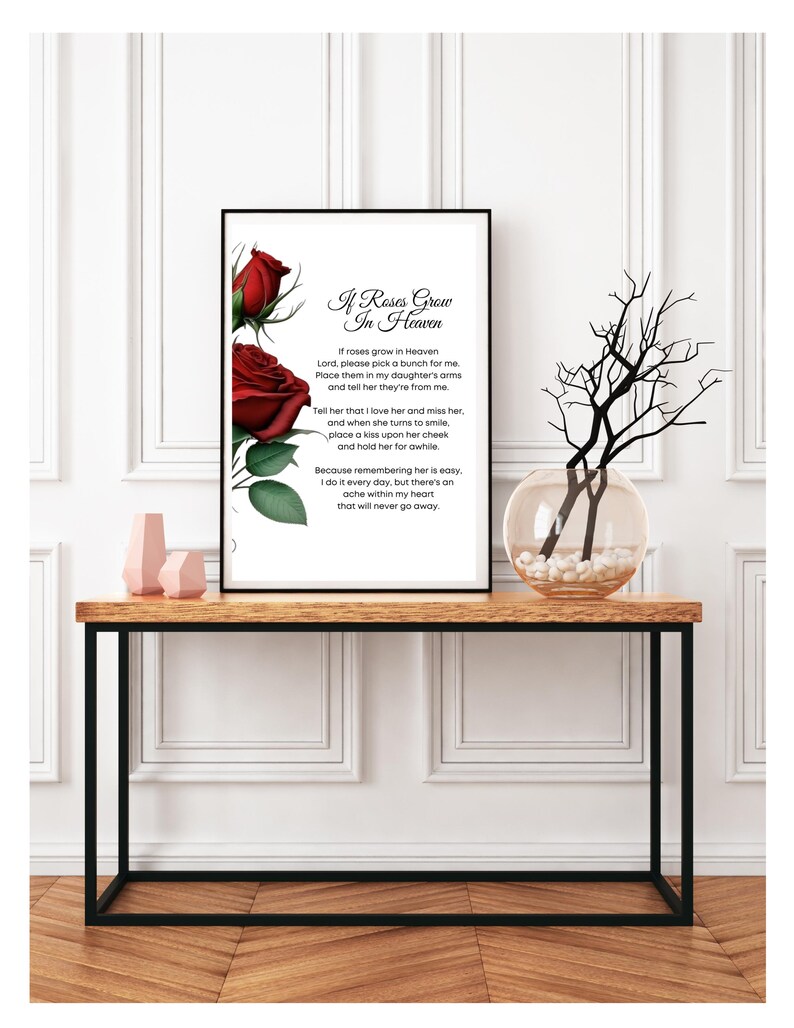 Roses in Heaven Poem, Loss of Daughter Sympathy Printable, in Loving ...