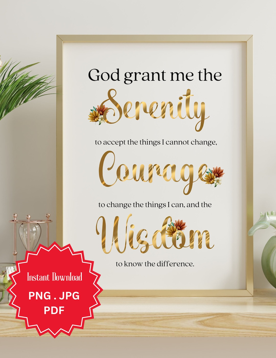 Serenity Prayer, God Grant Me the Serenity, Serenity Prayer Printable, Serenity Poem, Minimalist