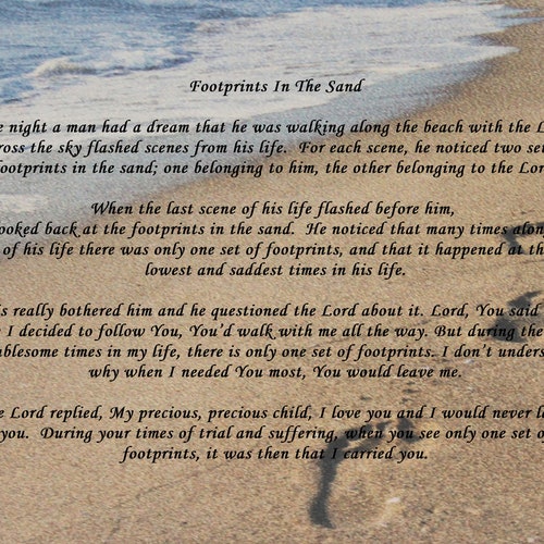 The Footprints in the Sand Poem Christian Poem - Etsy