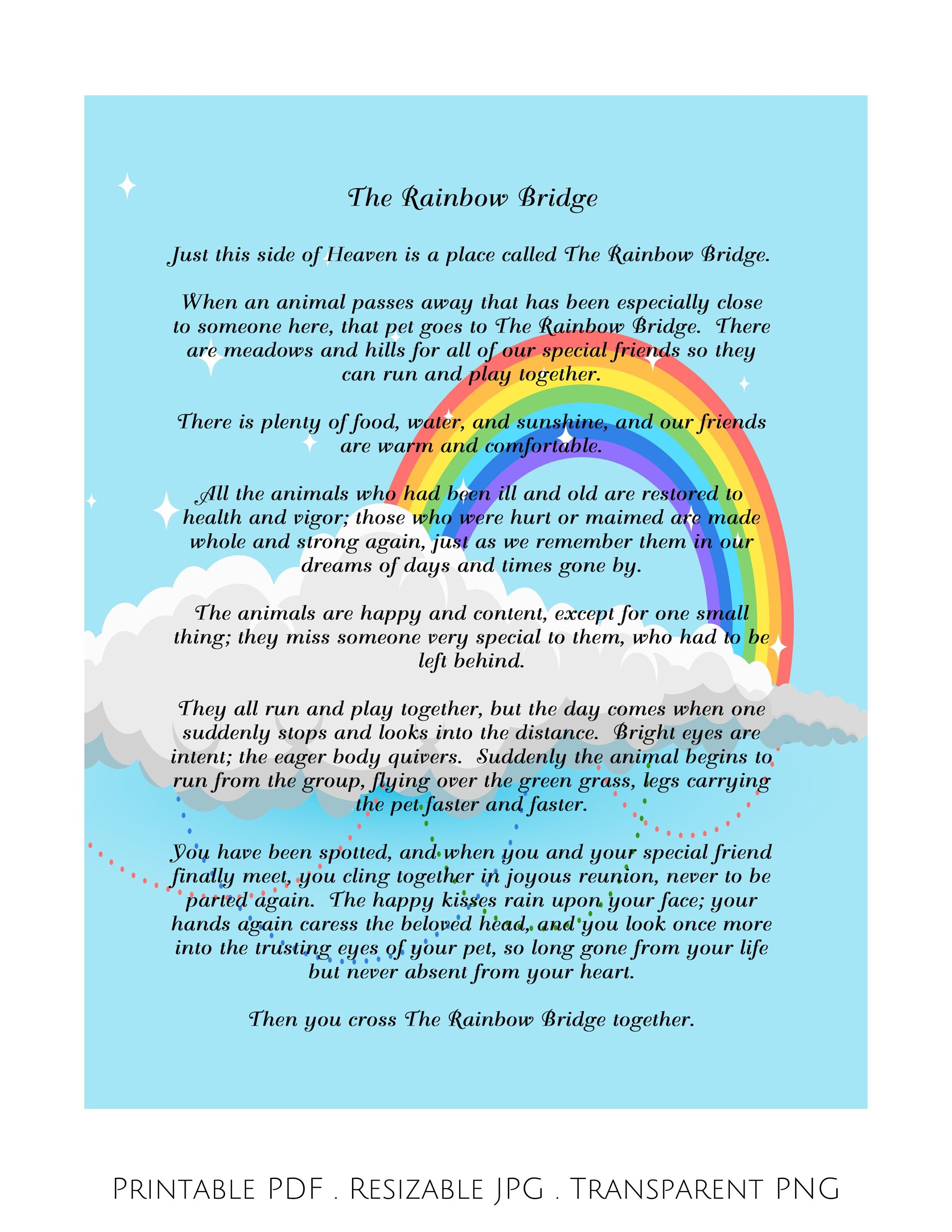 Rainbow Bridge Poem Pet Loss Pet Sympathy Gift Rainbow - Etsy UK Rainbow Bridge Poem Pet Loss Pet Sympathy Gift Rainbow - Etsy UK