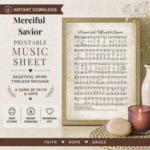 Partitura imprimible del himnario "El Salvador Misericordioso", regalo cristiano (descarga digital)