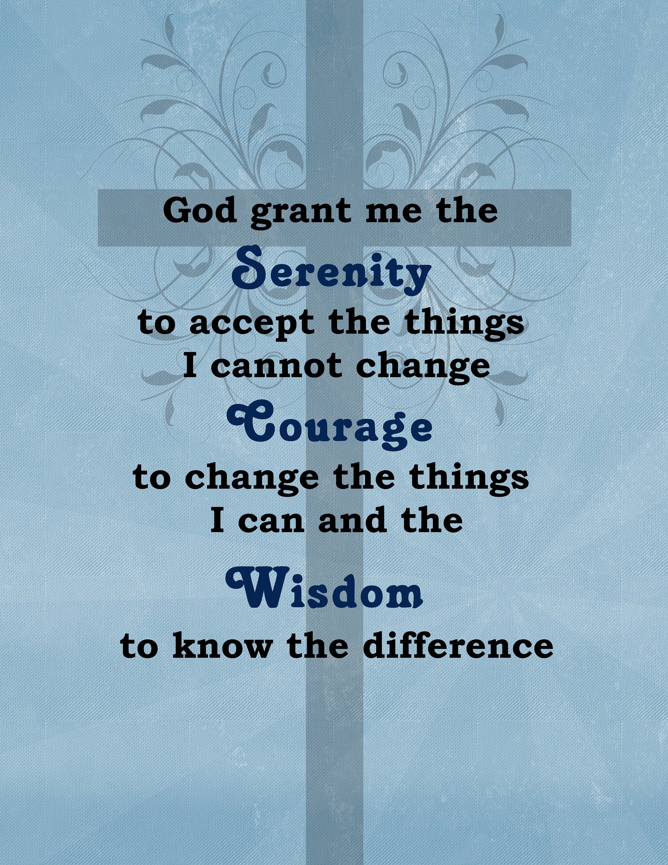 the serenity prayer on cross background print digital download etsy hong kong