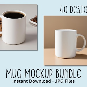 Witte mok mockup-bundel, minimaal 11 oz keramische mok mock-uppakket, esthetische koffiekopje testmodellen, jpg-bestanden, instant download