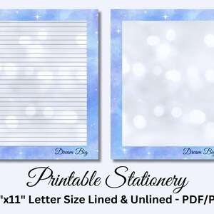 Briefpapier zum ausdrucken, Briefpapier zum ausdrucken, Positive Affirmation, Briefpapier, Schreibset, Dream Big, Blue Sky, Download