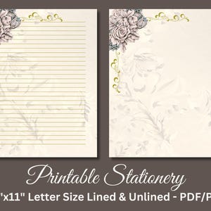 Papel de carta imprimible, papelería para bodas, papel elegante para escribir cartas, juego de escritura para aniversarios, rosas, azul, rosa, descarga instantánea