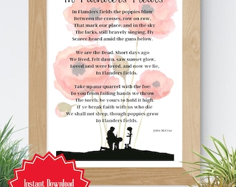 In Flanders Fields, Poem, Lest We Forget, Remembrance Day, Veterans Day, Poppies, Soldier, Instant Download