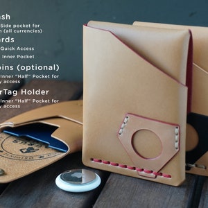 BaseWallet avec support pour AirTag. Portefeuille minimaliste. Porte-cartes, Porte-monnaie fin, Cadeau de Noël, Portefeuille AirTag, Personnalisation gratuite