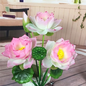 Artificial Lotus Flower Bouquets for Wedding Decor,Wedding Centerpieces Arrangement,Fake pink lotus Flowers Home Decoration