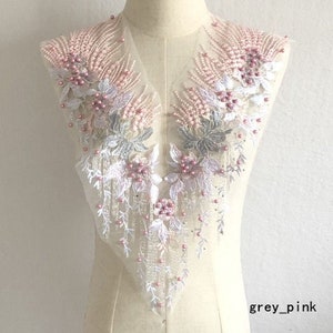 Luxurious Beading Embroidery Lace Patch,Bridal Dress Big Size Front Chest Lace Applique,Prom Dress Embroidered Appliques,Lace Accessories