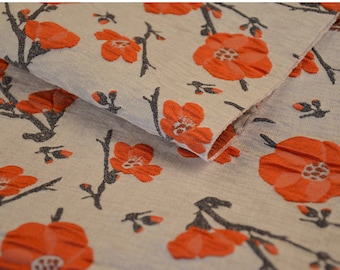 50cm STOFF KOSTÜMSTOFF Blumen Muster Blumenmuster rostsrot 3,20 €//m