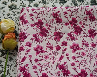 Dual Color Vine Floral Embossed Jacquard Fabric, Off White Base Blossom Woven Cloth for Suit, Dress,Home Decor & DIY Sewing