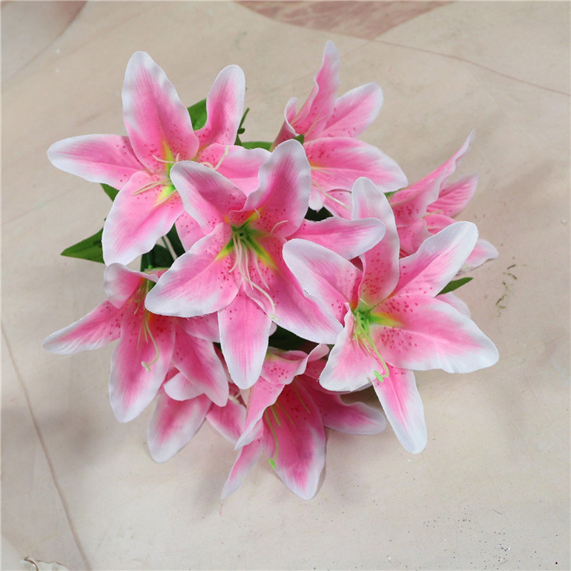 9 flowers Artificial flower Silk Lily Bouquets for Etsy