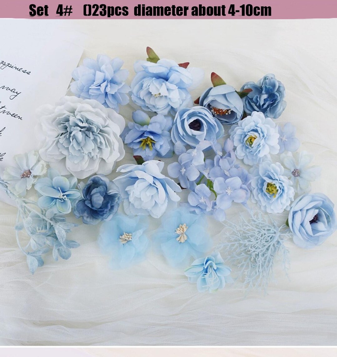 Blue Wedding Decoration Flowers 100 Pcs Blue Silk Cherry Blossom Flower ...