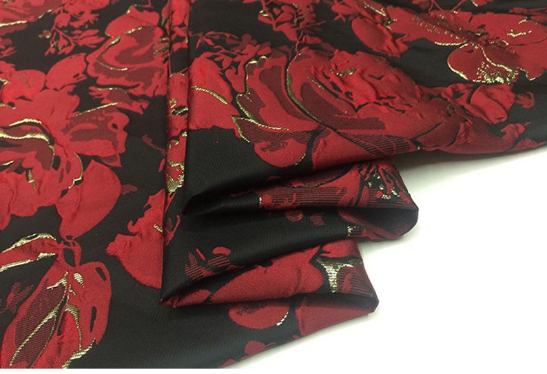 High Grade Multi-colored Elegant Floral Brocade Clothing Fabric Imported Romantic Big Flower Pattern Satin Farbic for Dress Skirt Suit Coat