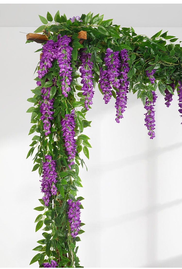 Decoración de vid de flores de glicina artificiales, arreglo de centro de  mesa de flores de color púrpura y rosa para bodas - Etsy México, image size:750x1109