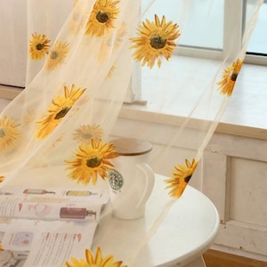 1 werf garen bloemen kant stof, kant gordijn gaas stof, mooie zonnebloem patroon Tule stof hoogte 106&quot;
