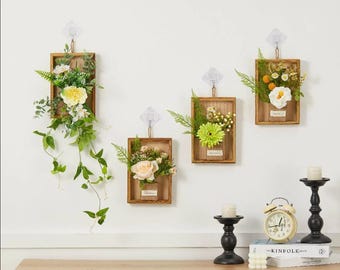 Simulierter Pflanzenwandbehang-Holzrahmen, künstliche Blumenwanddekoration