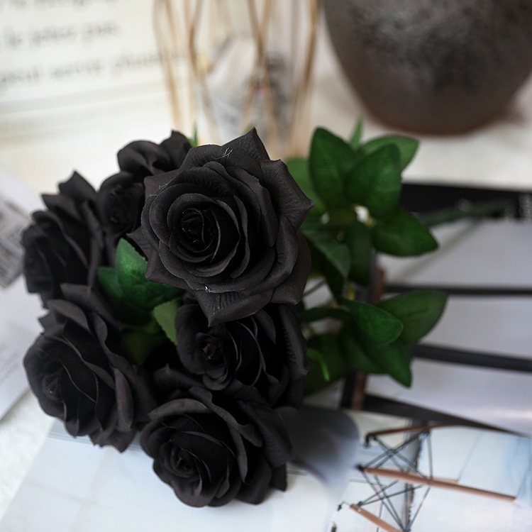 Artificial Flower Black Rose Bouquets for Wedding Decorbar Etsy