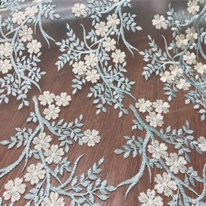1 Yard Gauze Luxurious Flower  Embroidered Lace Fabric for DIY dress,Prom Dress,Wedding Bridal Dress Lace,Nightgown Lace Fabric