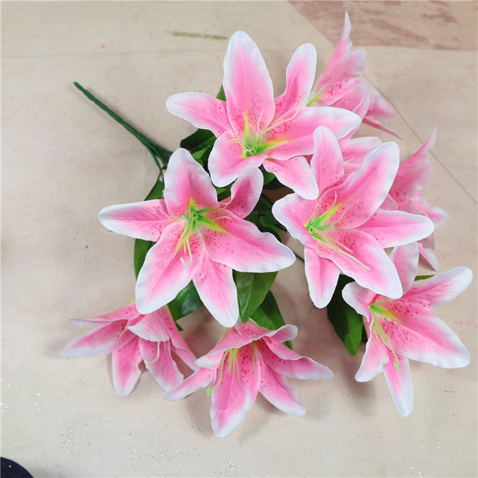 9 flowers Artificial flower Silk Lily Bouquets for Etsy