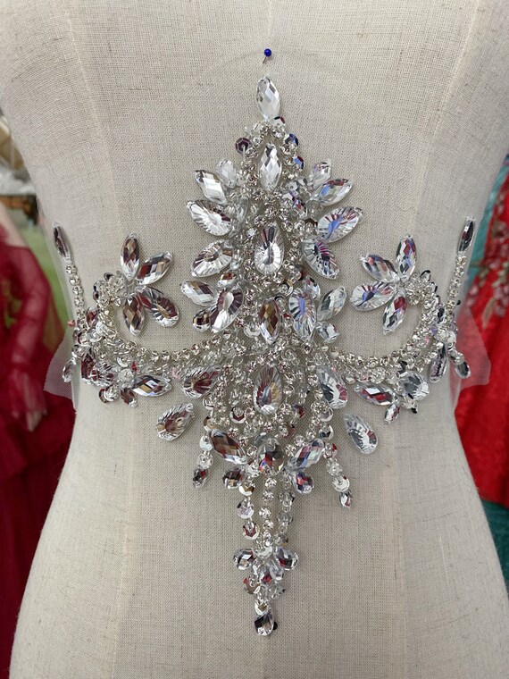 Luxurious Rhinestone Beaded Belt Lace Patch,evening Dress  display picture 2