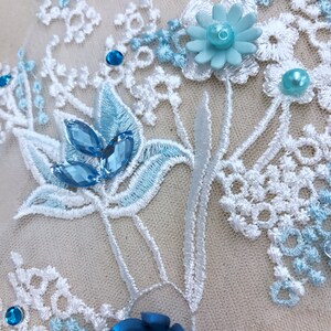 Luxurious Rhinestone Appliquéd Beaded Long Applique Patch, Wedding Bridal Dress Bright Diamond Applique Formal Dress Accessories image 7