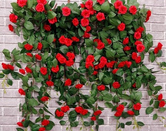 Kunstmatige Rose bloem nep planten muur opknoping Decor voor bruiloft Decor, bloem Vine muur Decor voor woonkamer, Bar, Hotel decoratie