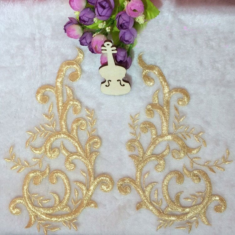 2pcs/set Black Embroidery Flower Patches Sequin Handmade DIY Applique  Wedding Dress Clothing Accessories Lace Patch