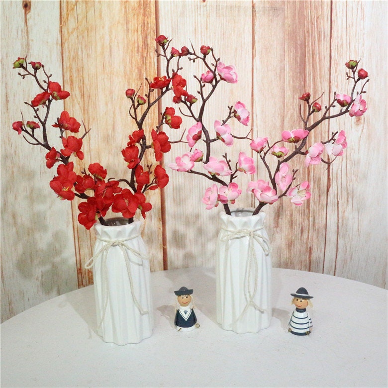 Suitable for Banquet Home Office Decoration Table Decoration Flowers Pink Artificial Cherry Blossom and Ceramic vases Fake Plum Blossoms Silk Flowers and Artificial Bouquets Suitable for Banquet Home Office Decoration Table Decoration Flowers Pink Artificial Cherry Blossom and Ceramic vases Fake Plum Blossoms Silk Flowers and Artificial Bouquets